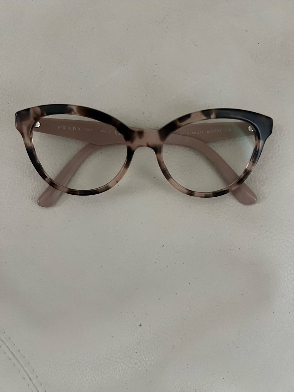 Prada Women's Cat Eye Tortoiseshell Optical Glasses-Dusty Pink Bows—Great shape!